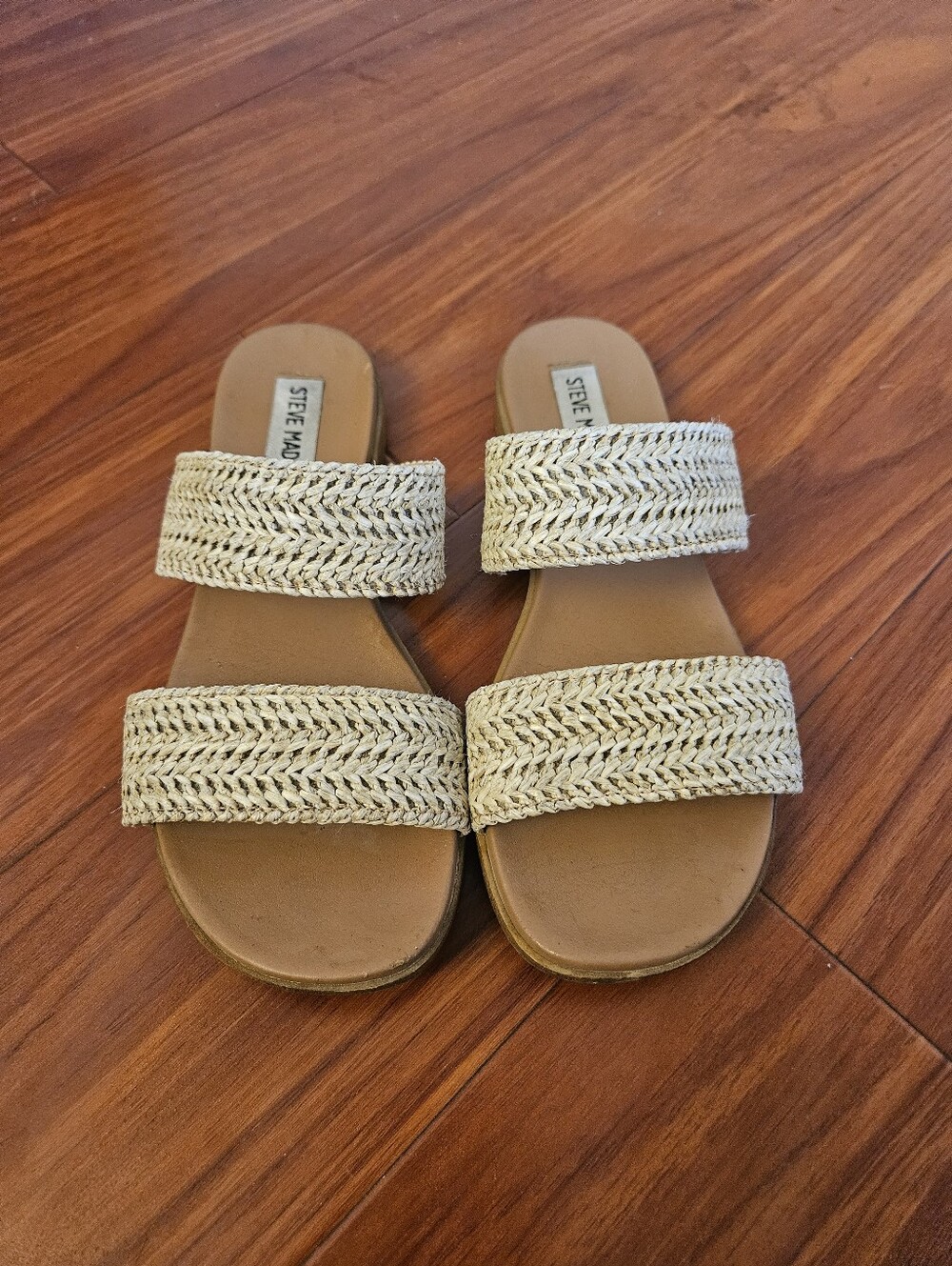 Steve Madden Braided Double-Strap Slide Sandals in Natural